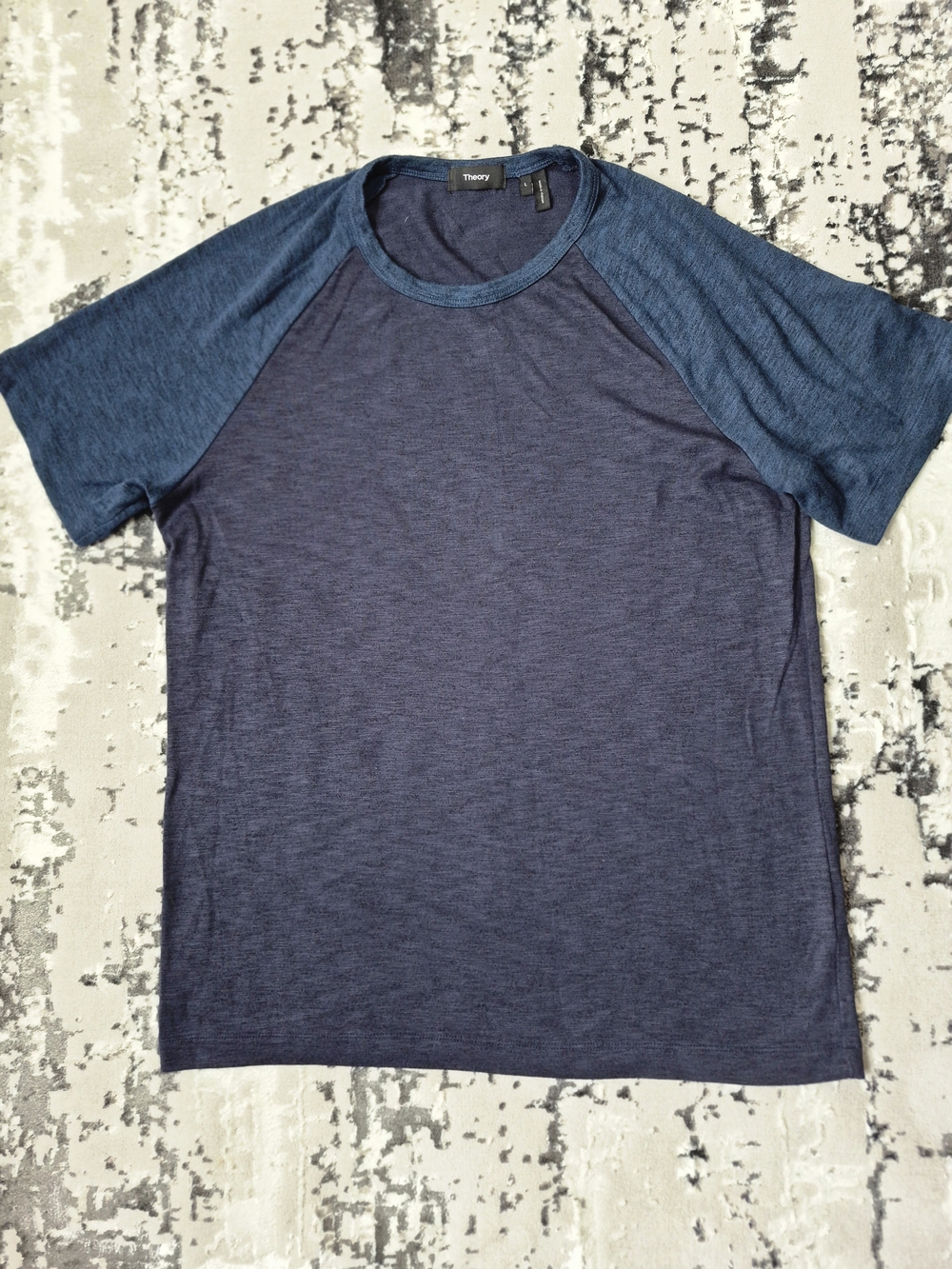 LPTheory Men's Raglan Sleeve two-tone Navy/royal blue T-Shirt L